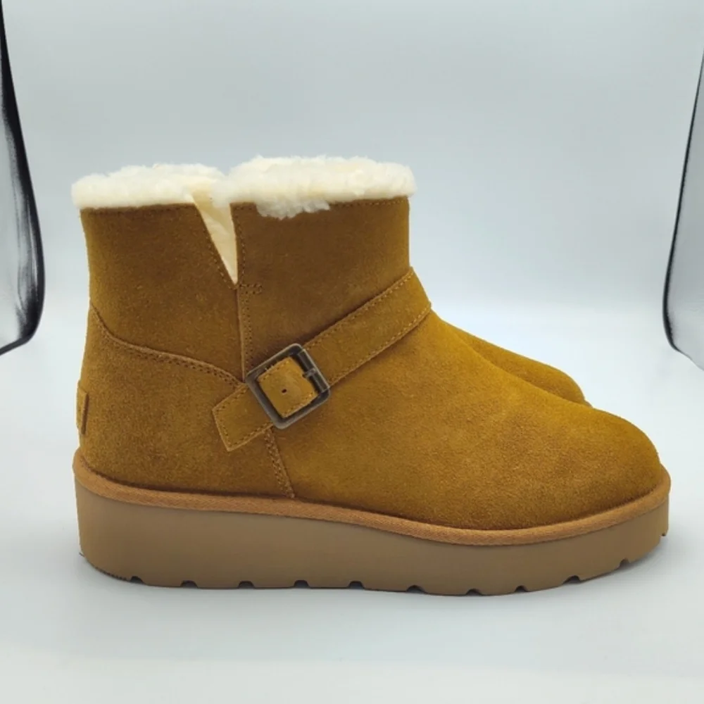 New UGG Koolaburra Suede Wedge Kelissa Mini Winter Boot In Tan 🤎 Size 10_2